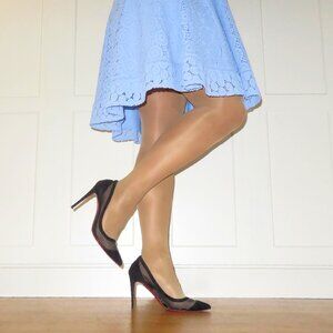 Kris & Jessy Black Suede Leather & Mesh High Heel Stiletto Pumps US 8.5